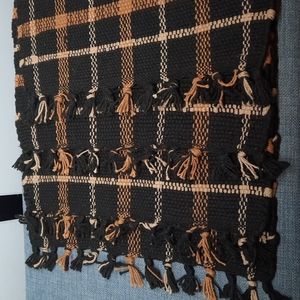 Set 4 Placemats Tablemat Woven Cotton Black Cream Tan 12" x 18" Washable